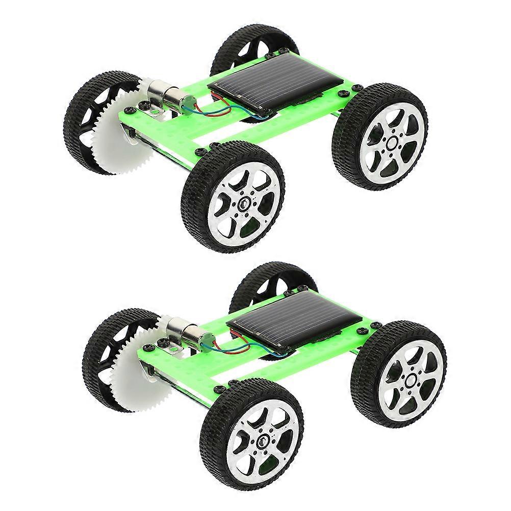 Solar Powered Car Assembly Components For Kids Engaging DIY Project 2Pcs Green