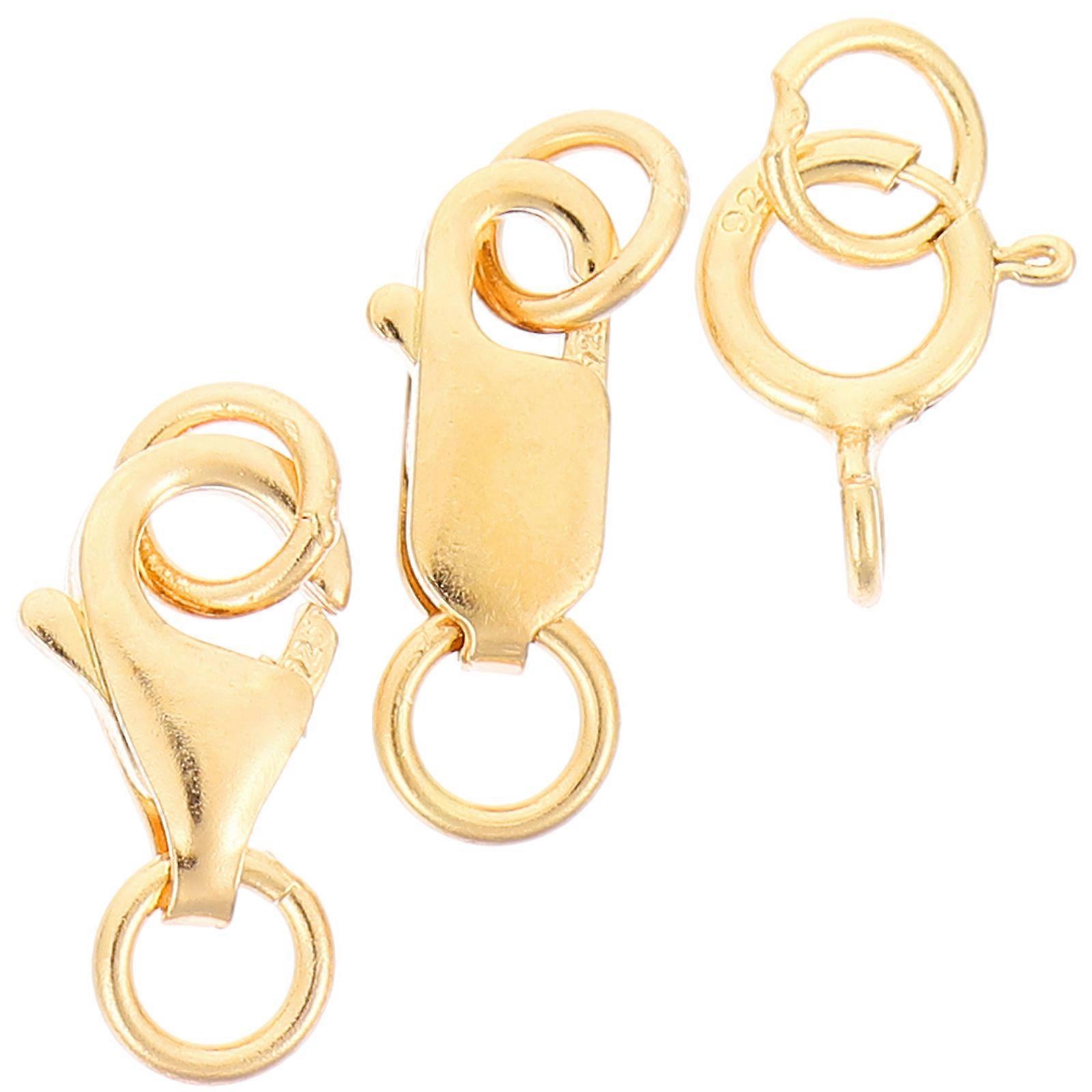 15 Pcs Jewelry Making Lobster Clasps Connecting Buckle For Craft Enthusiasts Golden Rectangular Simple Design Practical Connections