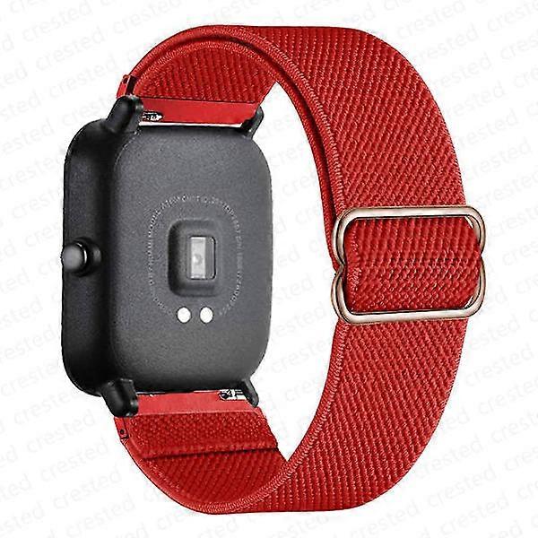 20mm/22mm Nylon Elastic Band compatible with Amazfit GTS 4/2e/3/Mini, GTR 4/3/Pro/2, Bip, Stratos - Red