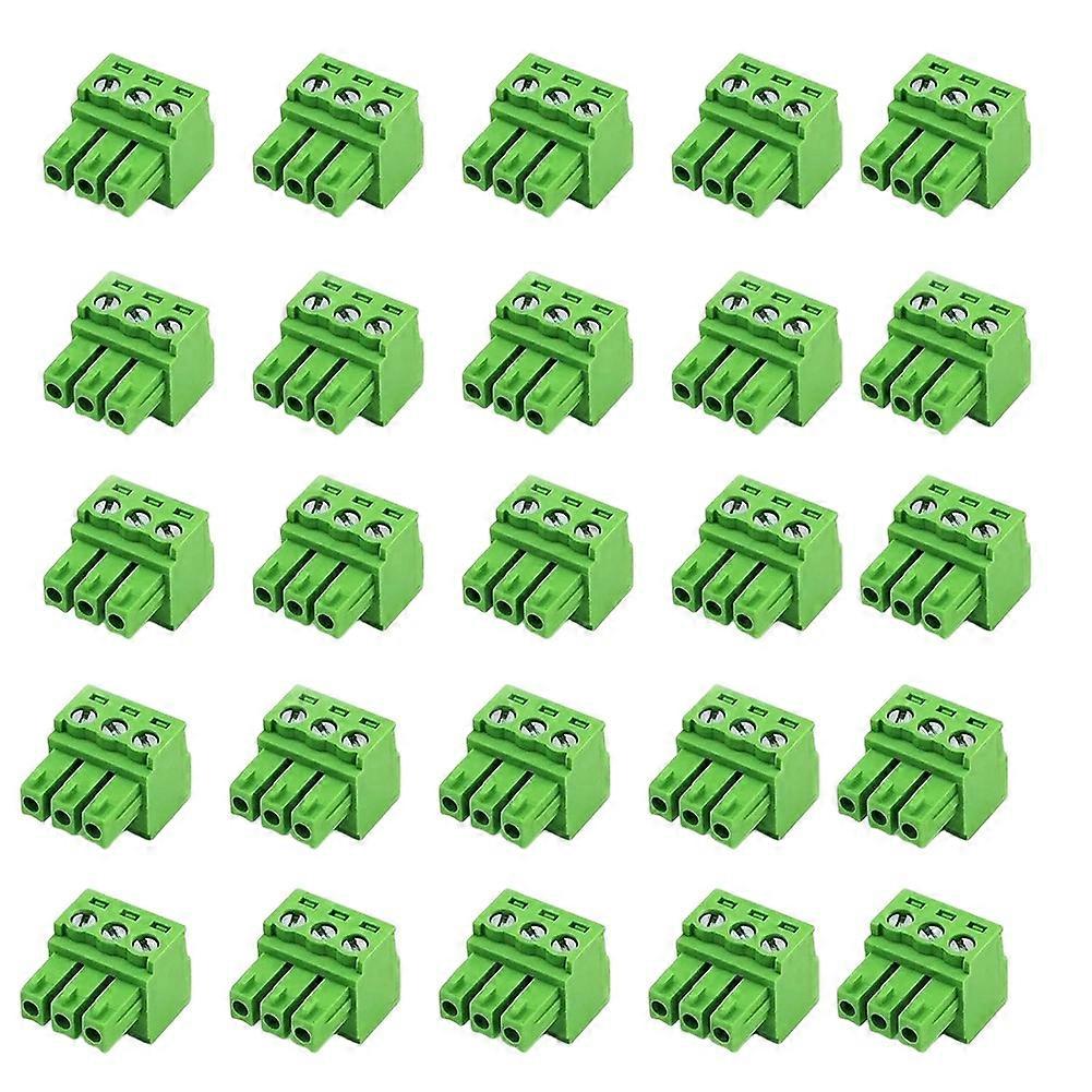 100 PCS 3 Pin 3.81mm Pitch Pluggable Screw Terminal Block Connector for 28-16AWG