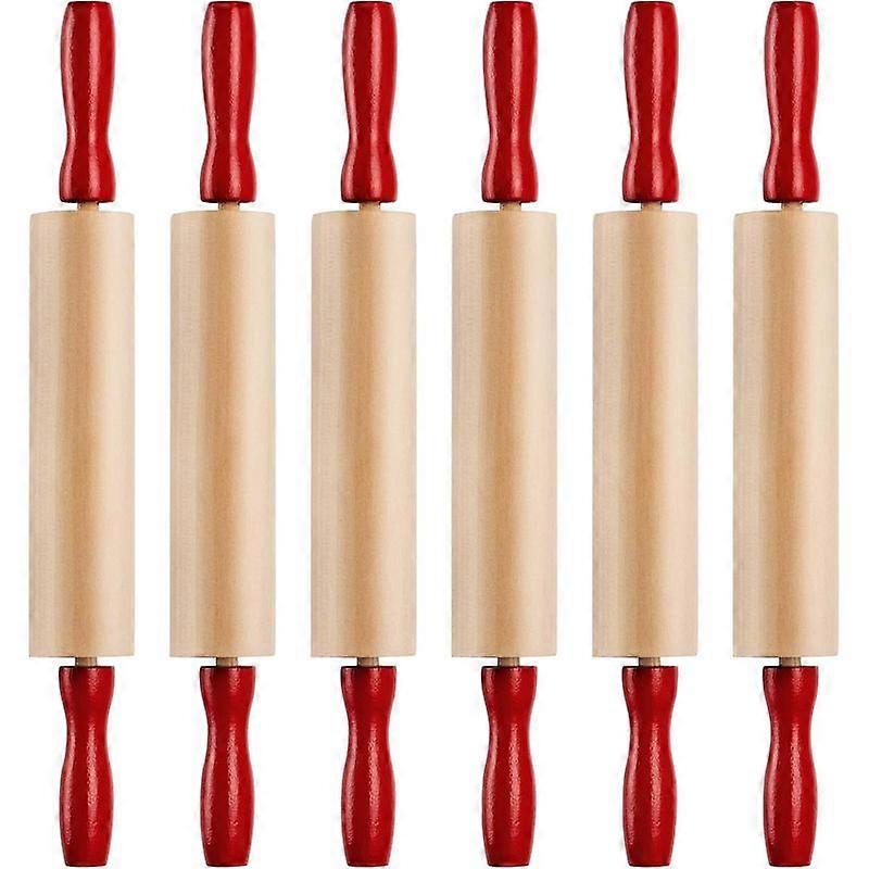 Mini Rolling Pin 7.5 Inch (6 Pack)  Rolling Pin Set for Play Dough Accessories Small Pin for Dough - Wooden Rolling Pins For Baking With Han