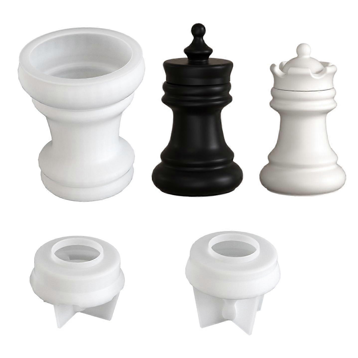 3pcs Silicone Resin Chess Piece Molds with Lid, 3D Pattern for Epoxy Casting and DIY Crafts