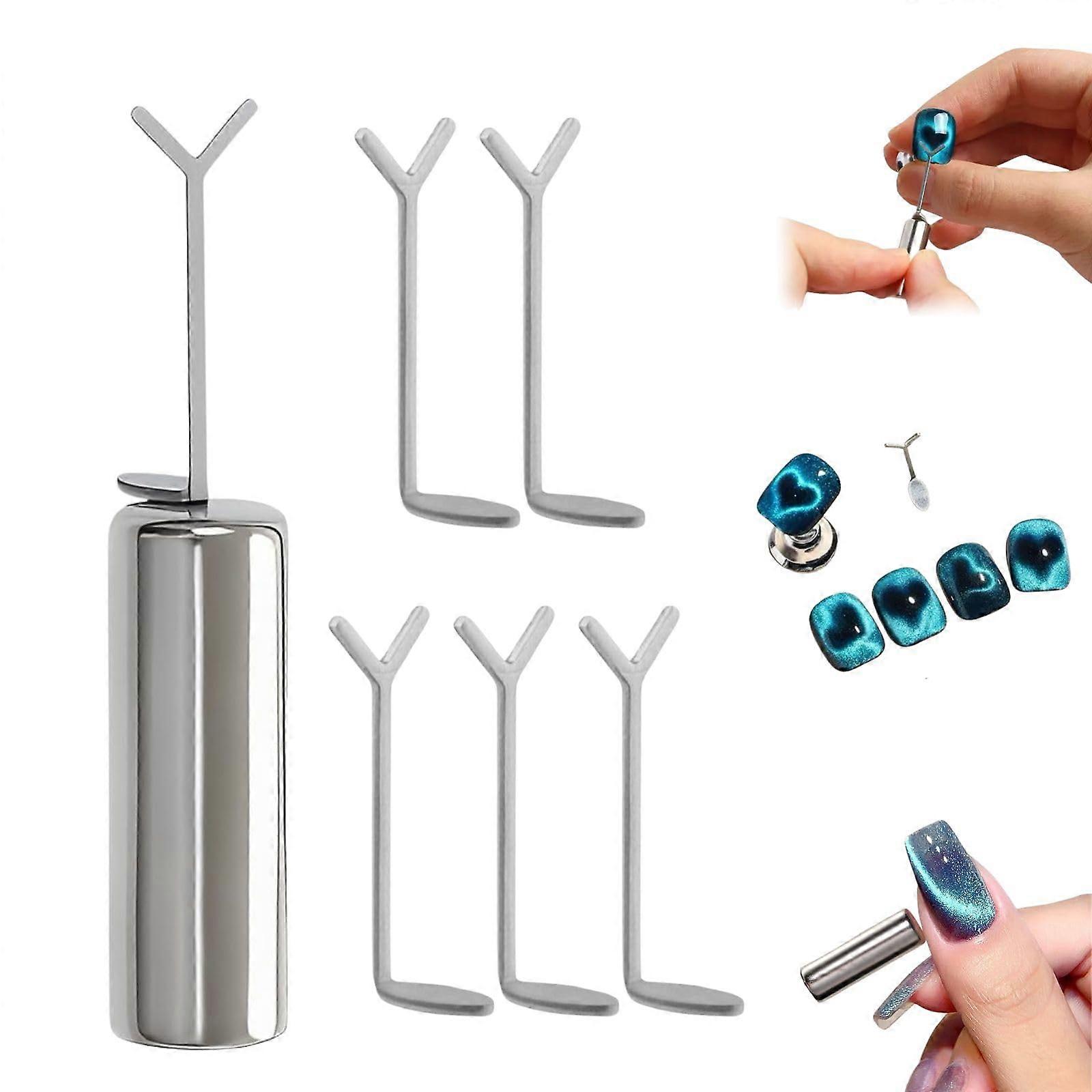 Magnetic Nail Art Tool Set for Cat Eye Gel Polish with Strong YShaped Design Guide, 1pc+5pcs