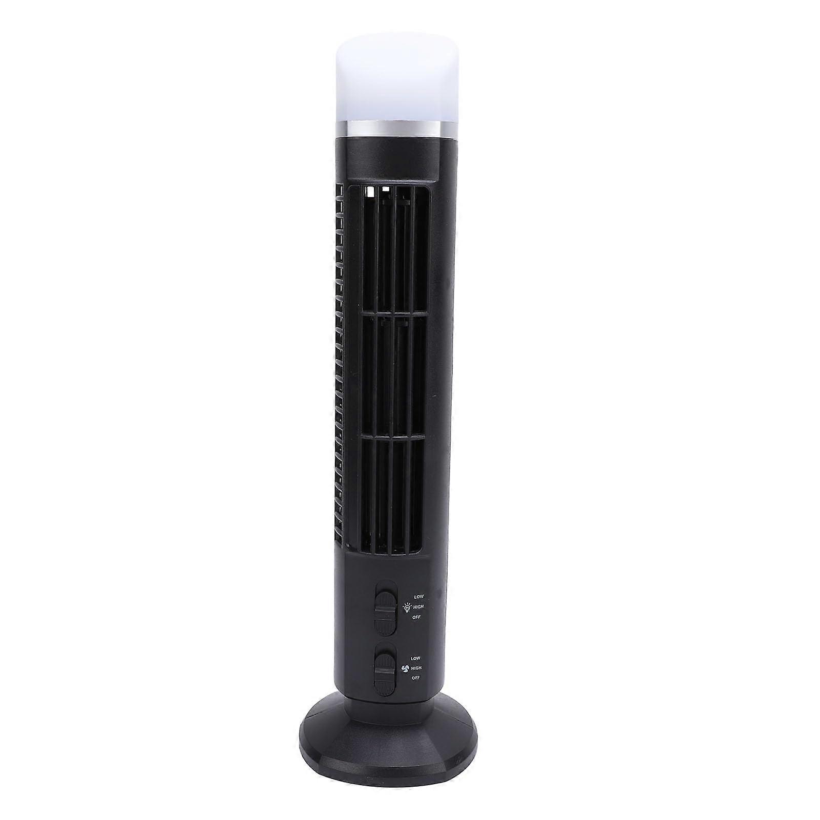 Bladeless Tower Fan with Light, Quiet USB Cooling Desk Fan for Bedroom and Office, Adjustable Speed