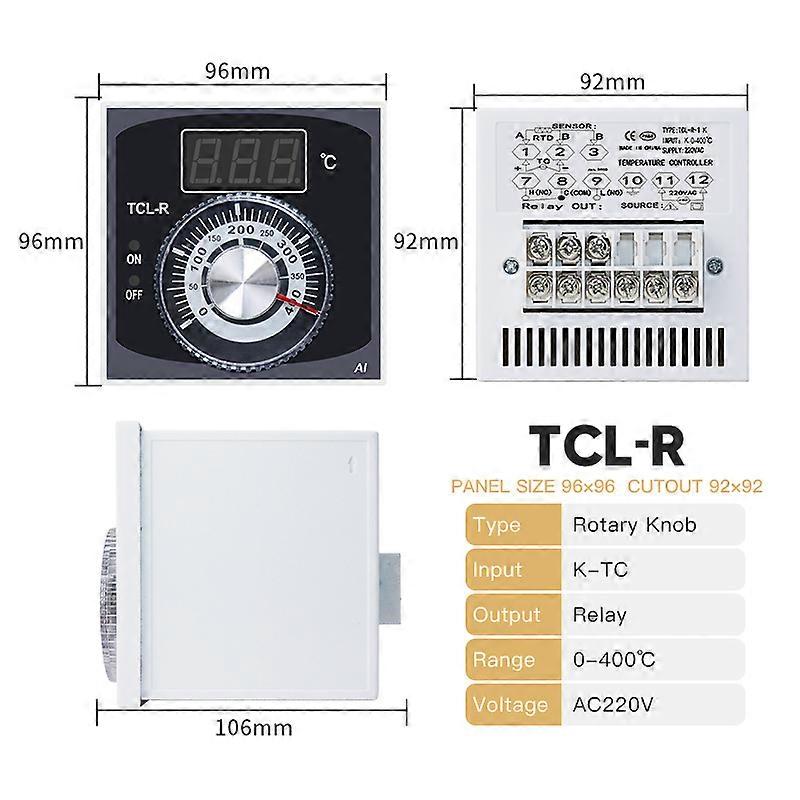 Knob Type Digital Thermostat AC220V TCL-R TCM-R K PT100 Single Input Relay Output Temperature Controller 0-400�� 0-600�� for Oven