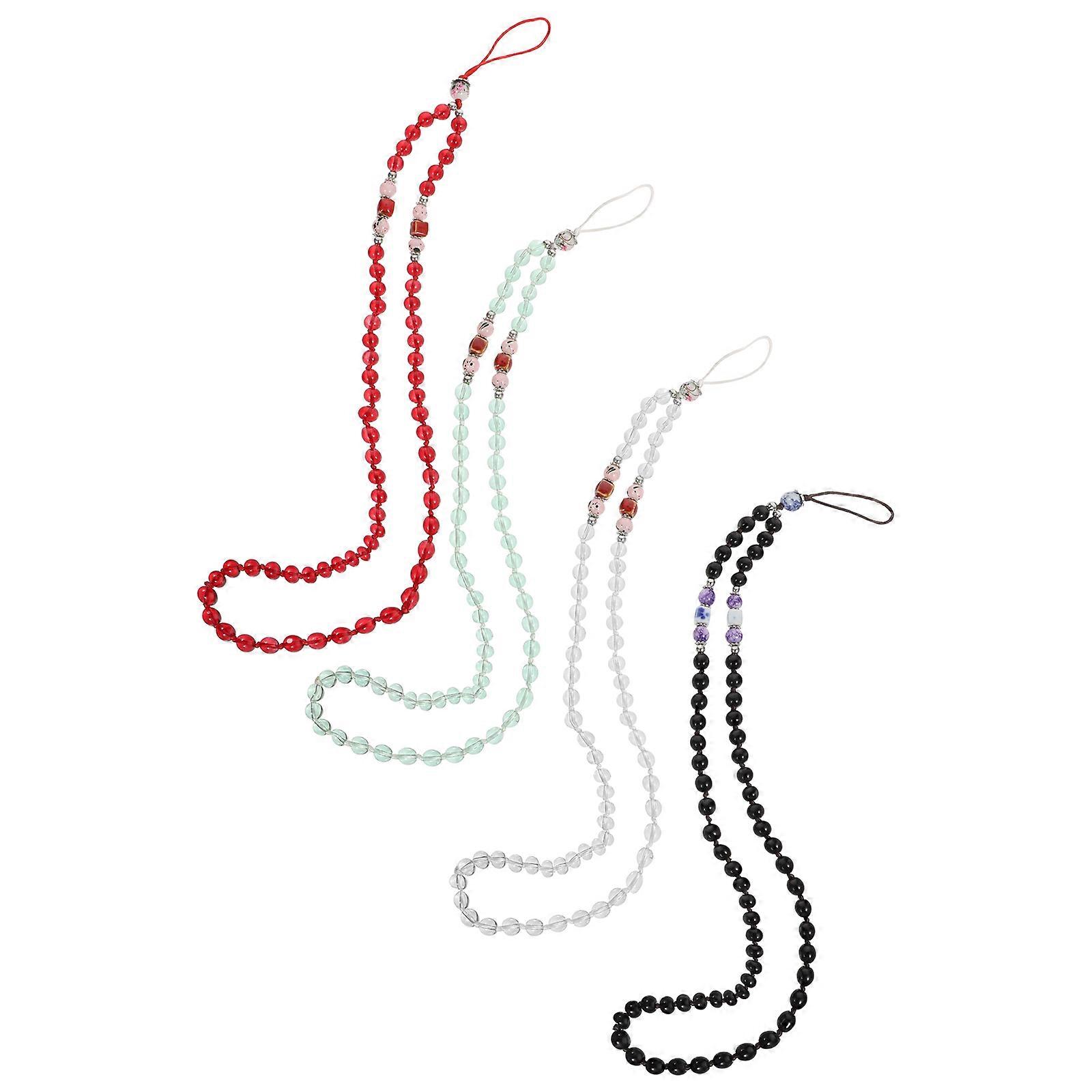 Beaded Phone Lanyards Plastic Phone Chain for Decor 4Pcs Set