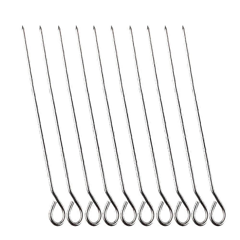10 PCS 30cm Stainless Steel Barbecue Skewers Set RustResistant Reusable Metal BBQ Sticks