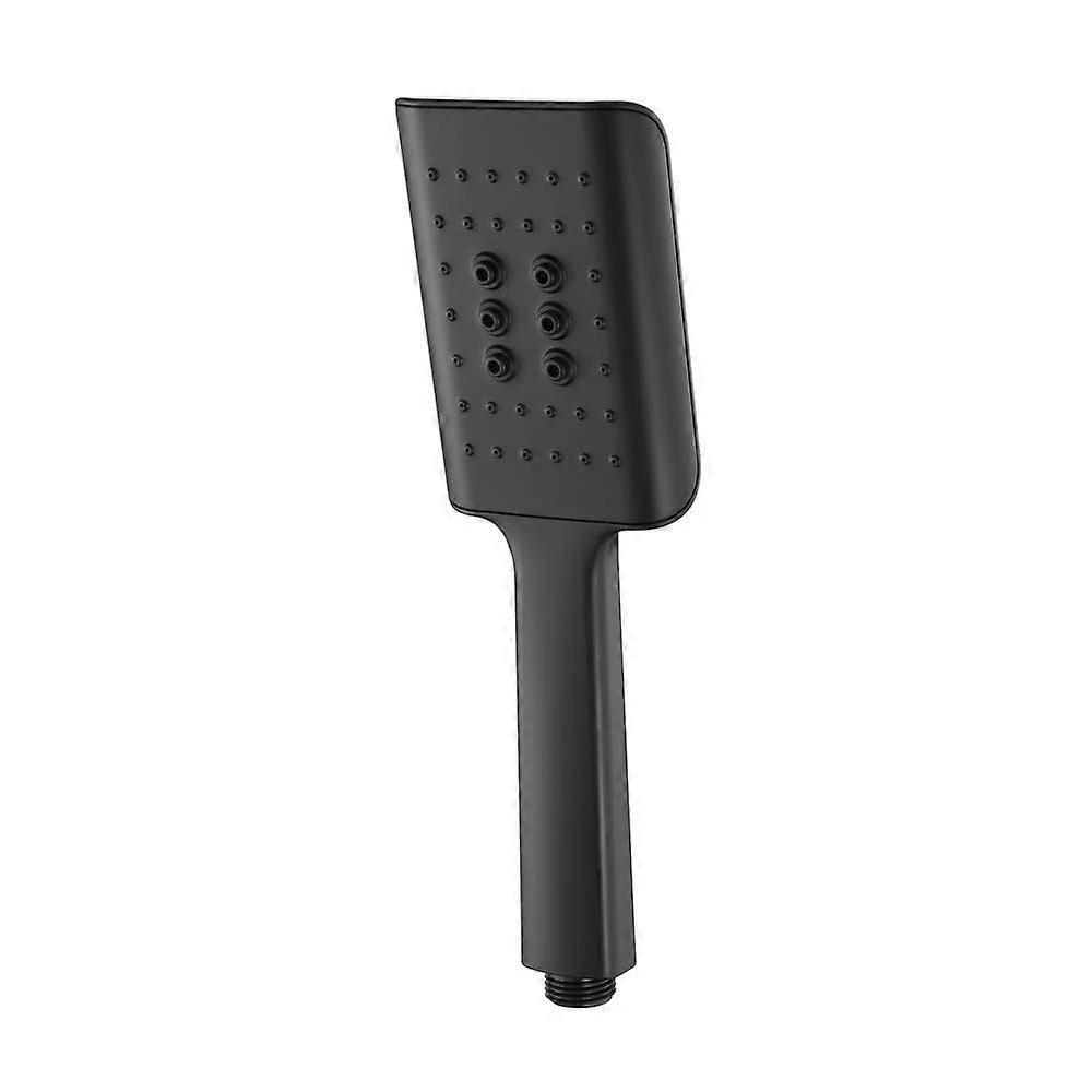 Square Handheld Shower Head Black  Pressure 3 Spray Modes WaterSaving Universal G1/2