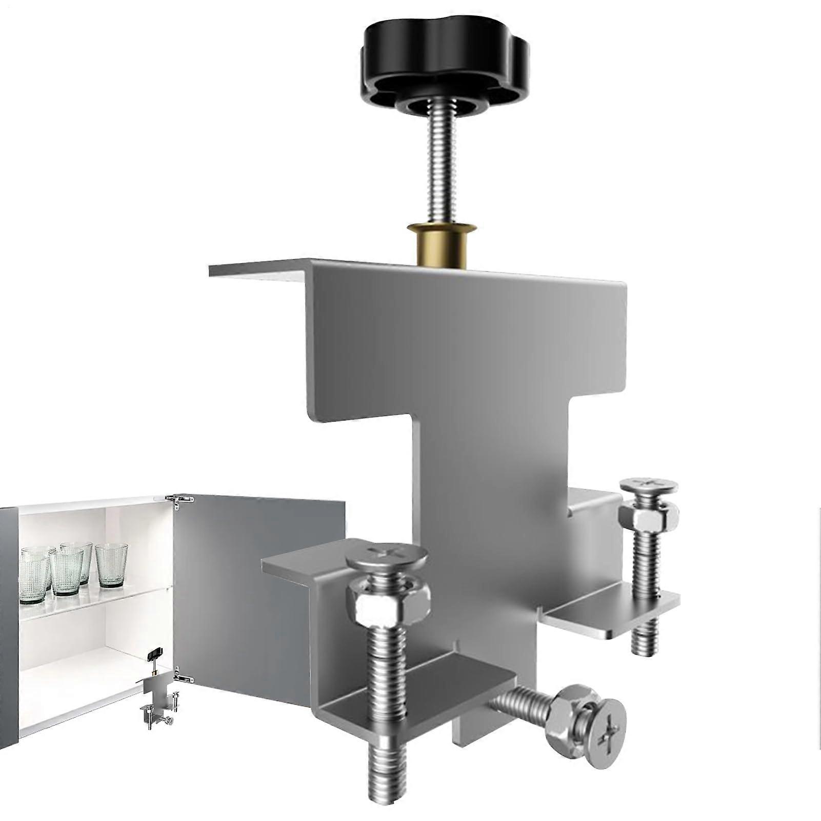 Adjustable Cabinet Door Mounting Jig with NoDrill Wide Clamping Range, Precision Hinge Installation Tool