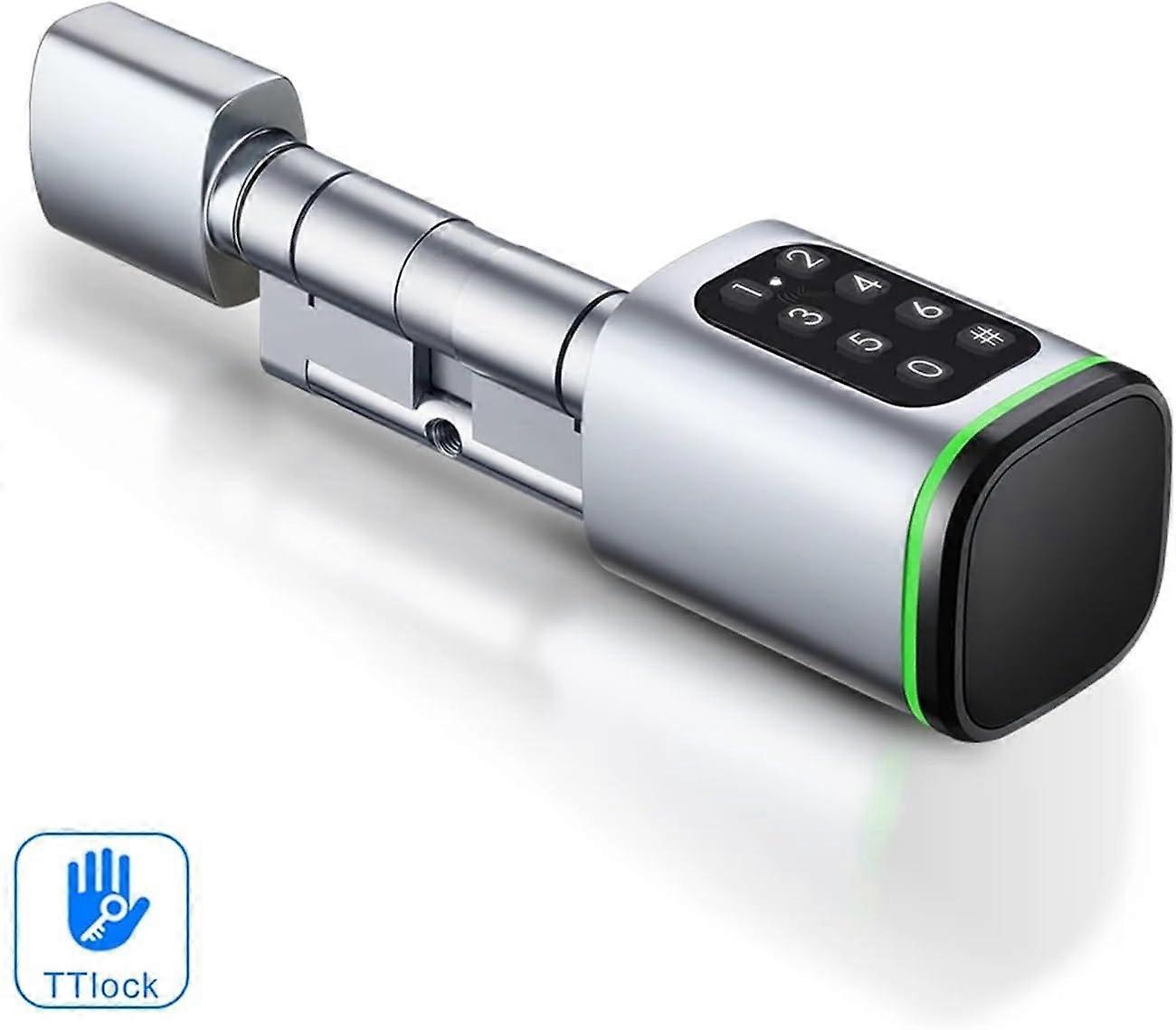 Smart Door Lock with Adjustable Digital Cylinder, RFID Card and Password Access, Black A35B35