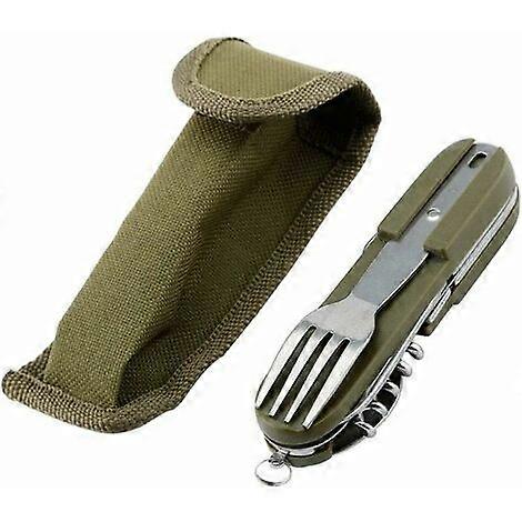 Stainless Steel Folding Tableware for Outdoor Camping - 7-in-1 Multi-Function Tool, Removable