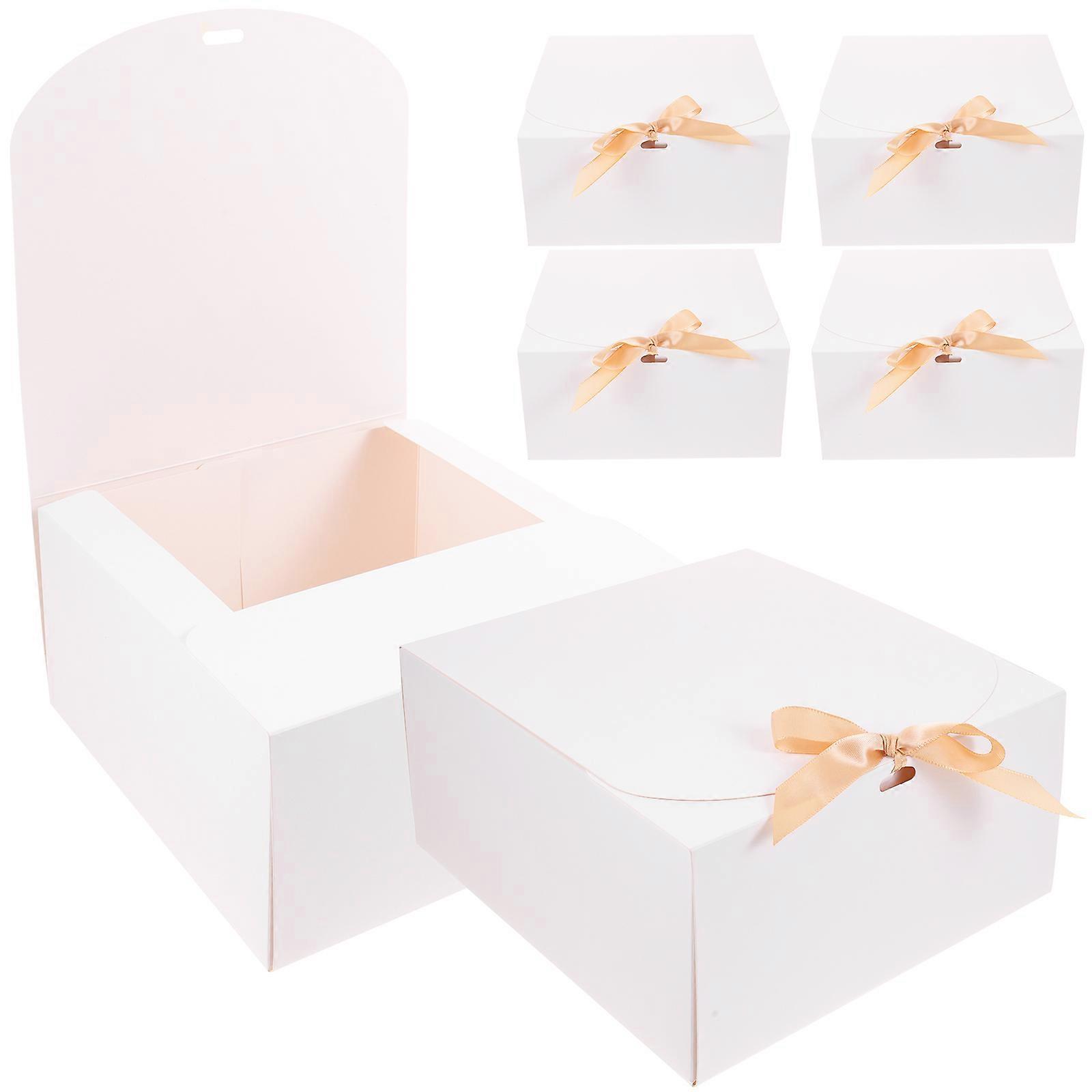 Dessert Box Simple Appearance Rectangular Design For Cakes 6Pcs Durable Paperboard Material Home Use