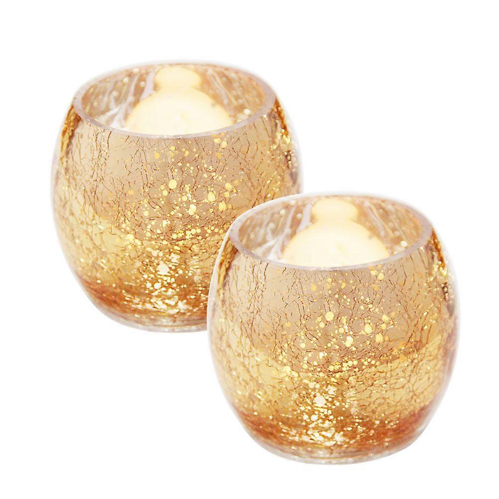 Golden Glass Candlestick for Table Decor 2Pcs Creative Candle Holder