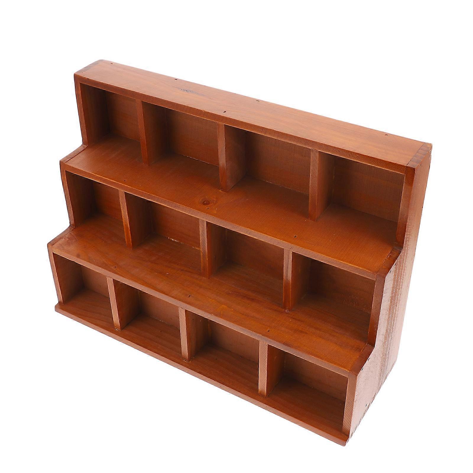 Wood Display Stand Wooden Display Racks Wall Hanging Storage Organizer Brown Function 1Set