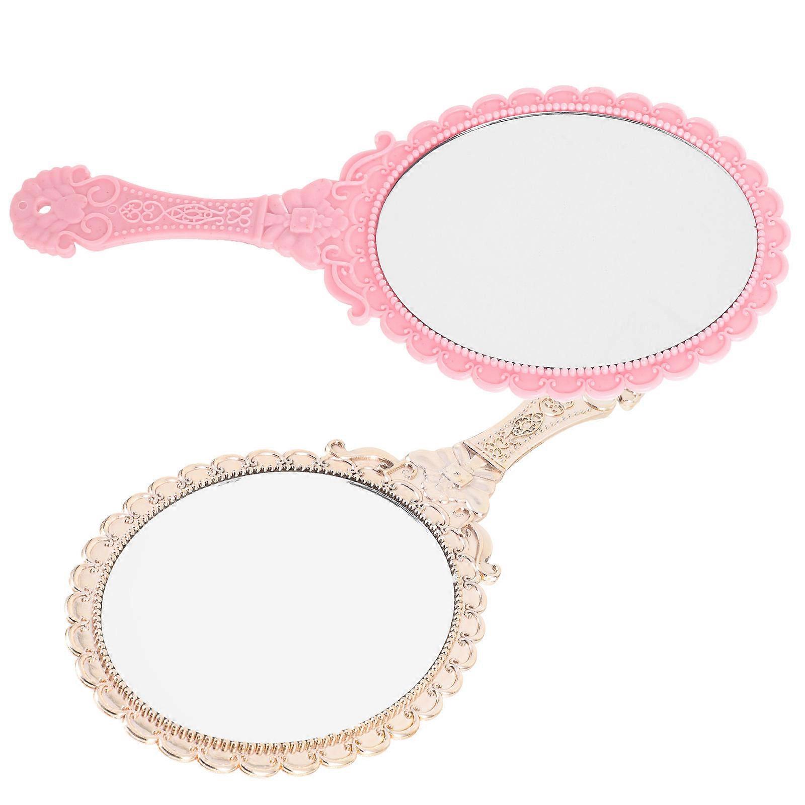 Handheld Cosmetic Mirror for Makeup Use 2Pcs Portable and Delicate