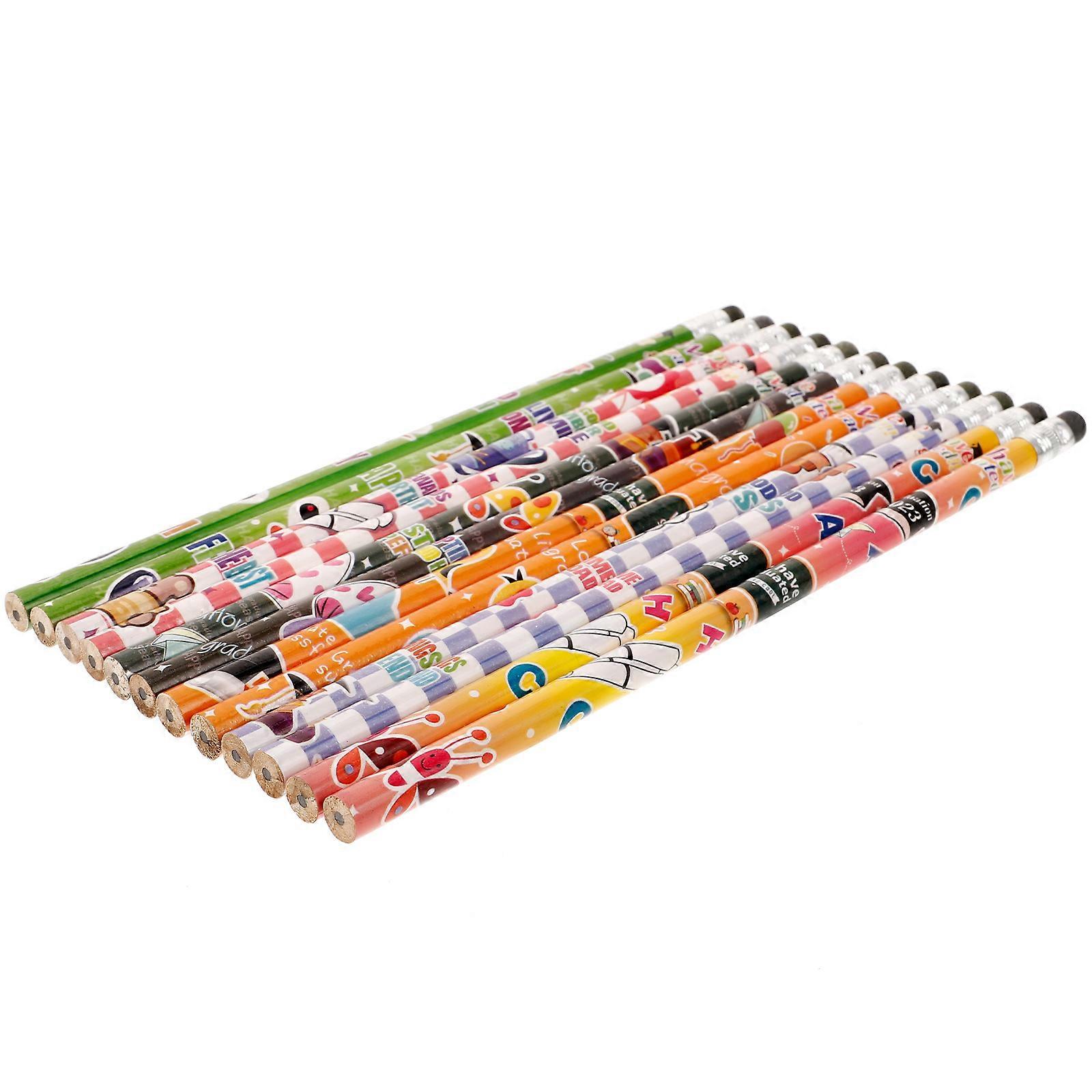 Kids Writing Pencils Adorable Graduating Students Rectangular Assorted Color Gift 24Pcs