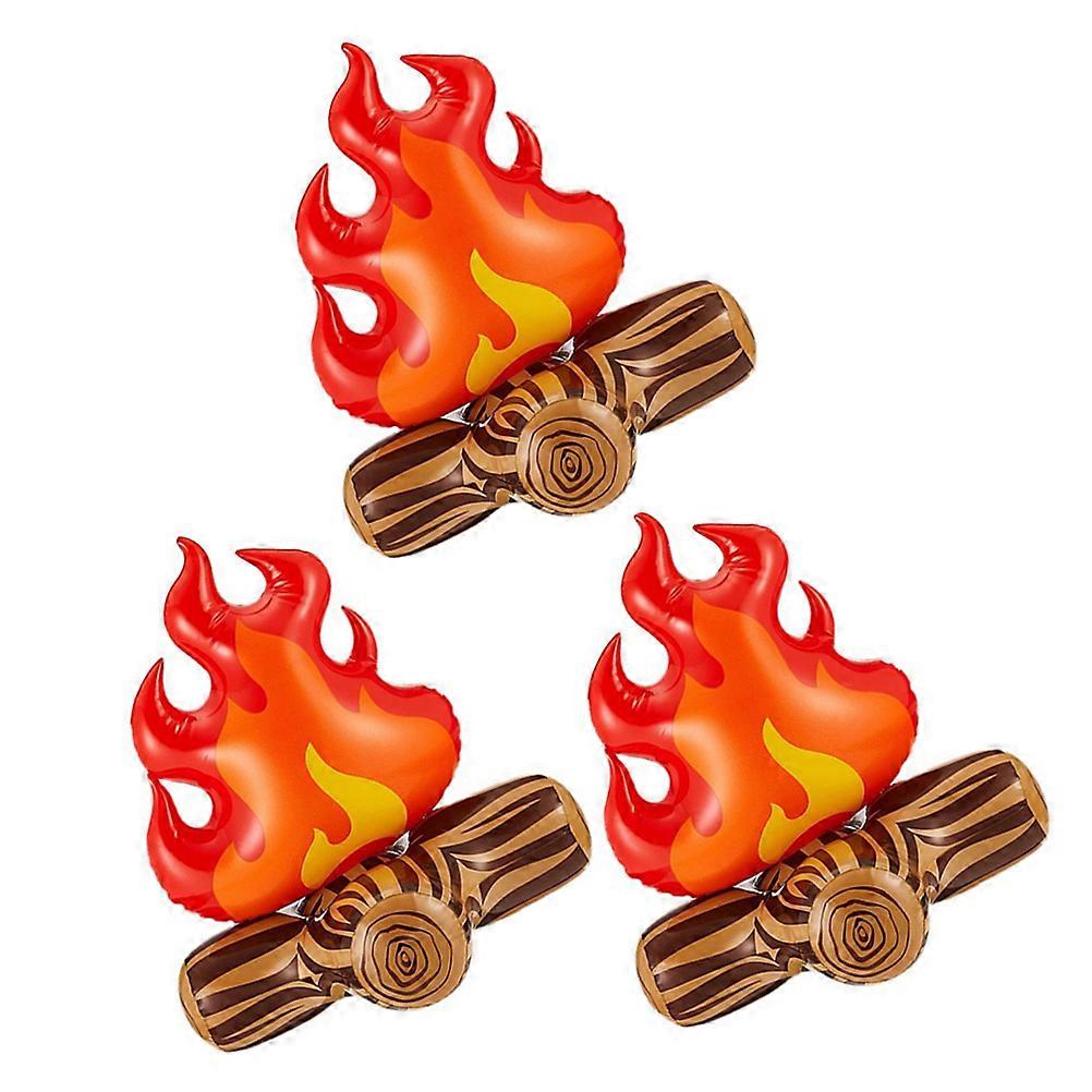 PVC Inflatable Campfire Model Fake Fire Decor for Party 3Pcs