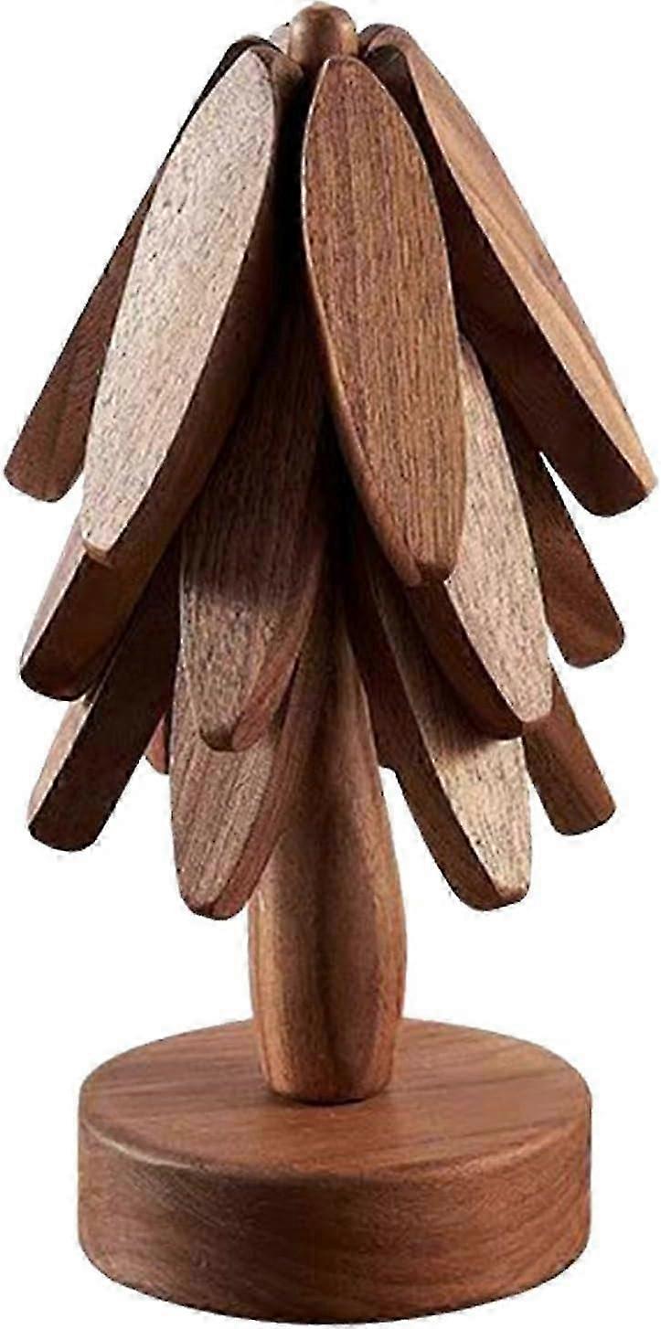 Beech Wood Tree Trivet for Hot Dishes with Stand
