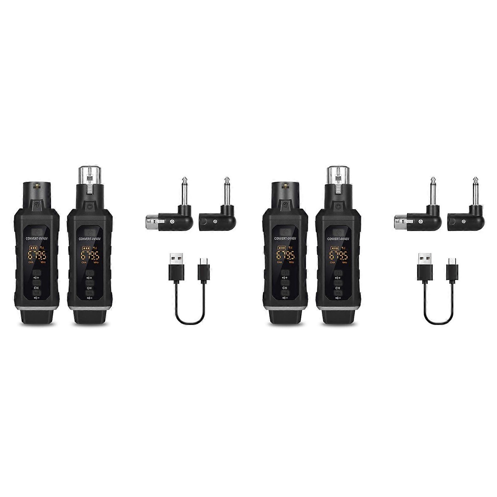 2X UHF XLR Adapter System Wireless Microphone Transmitter Receiver System for Dynamic Microphone Guitar Audio Mixer