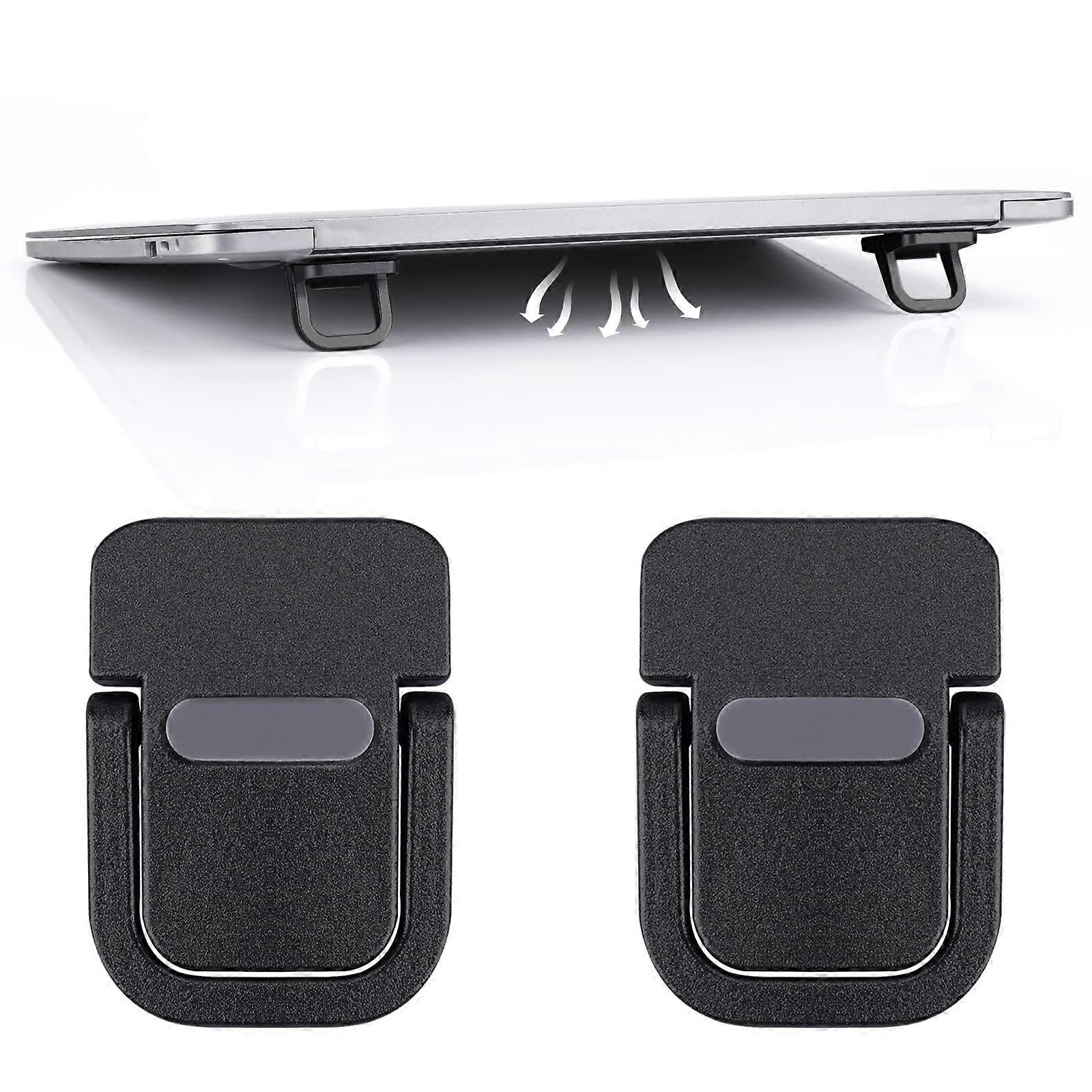 2PCS Laptop Stand and Keyboard Riser, SelfAdhesive Ergonomic Mini Design for Desk, Black
