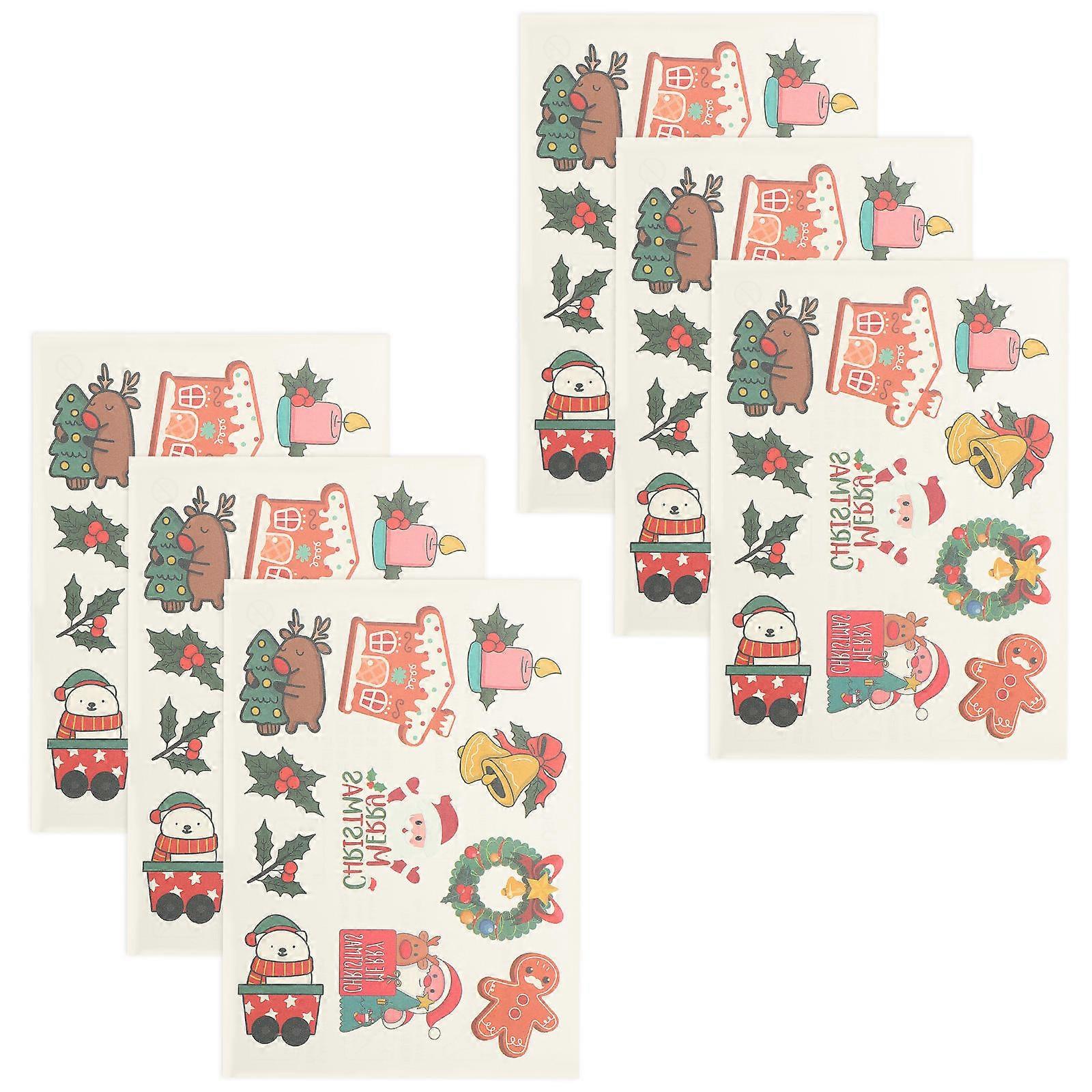 Christmas Temporary Waterproof Stickers for Body 6 Sheets