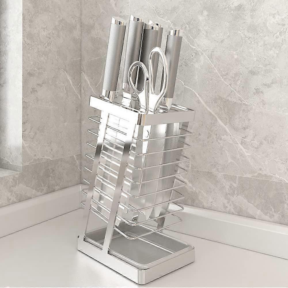 Stainless Steel Knife Holder RustProof Kitchen Organizer Stand for Countertop SpaceSaving Design