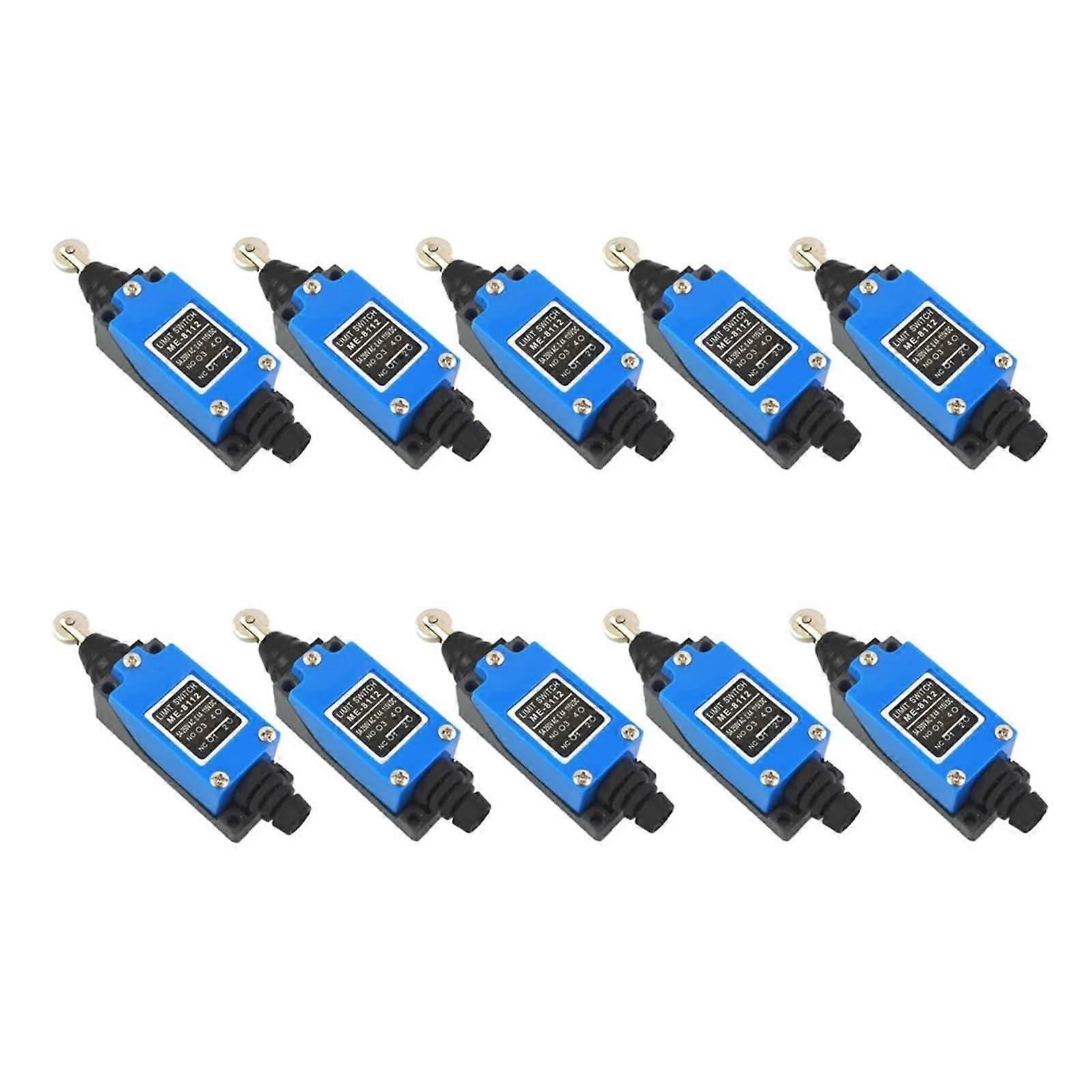 10Pcs ME8112 Adjustable Rotary Roller Limit Switch AC 250V NO NC Dual Circuit Control