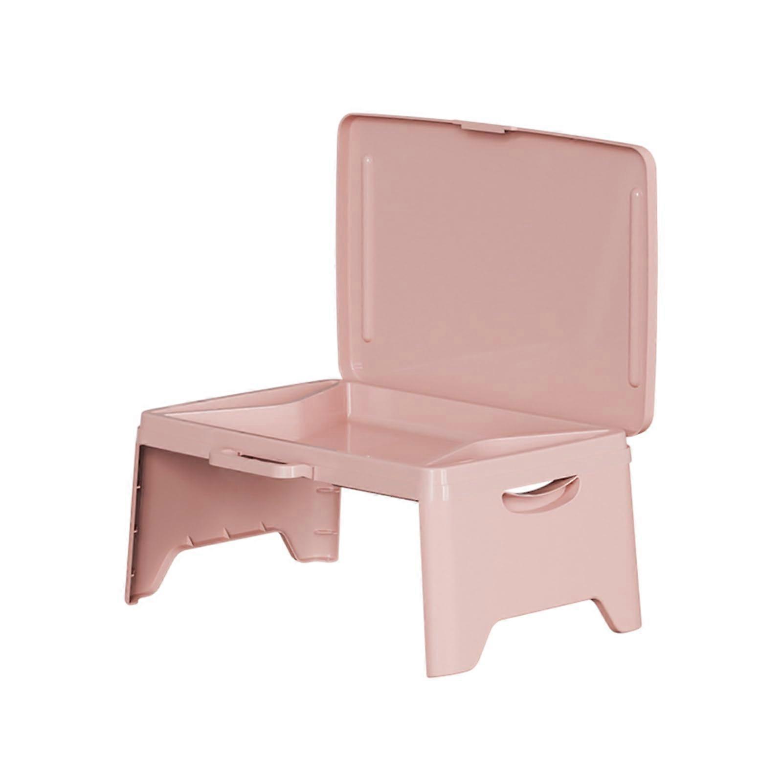 Bed Laptop Table with Portable Handle, Folding Desk Tray for Bed and Sofa, Pink