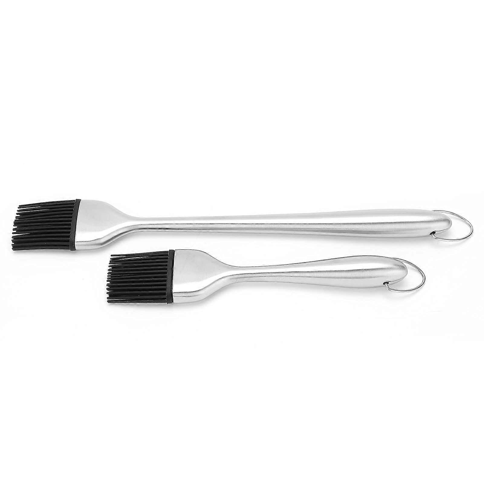 Silicone Basting Brush Set with Stainless Steel Handle, Removable Head, Large and Small Sizes 2 Pack