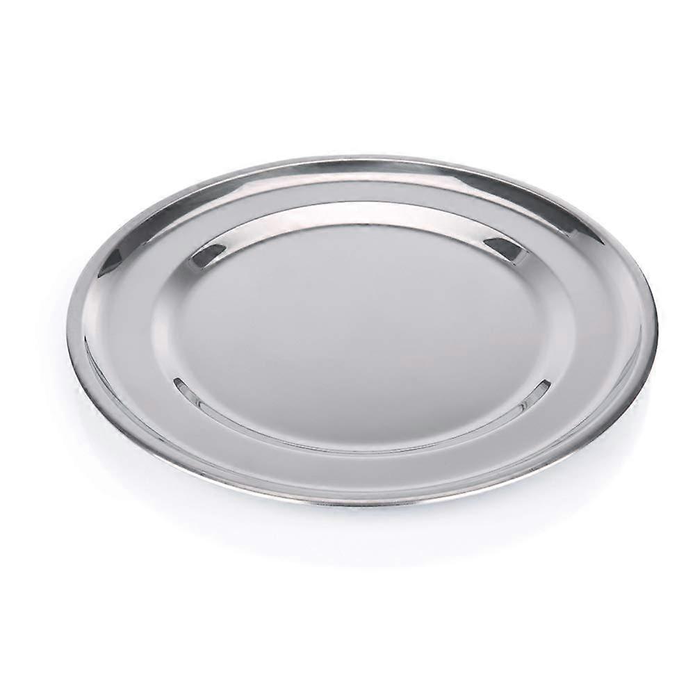 Stainless Steel Serving Platter 36cm Oval Plate with Elegant Bordered Edge Durable Design