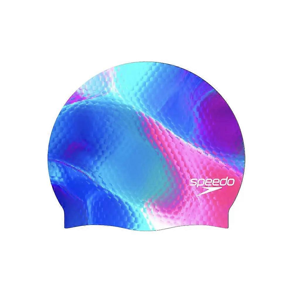 Speedo Printed Silicone Swimming Cap - Blue/Pink