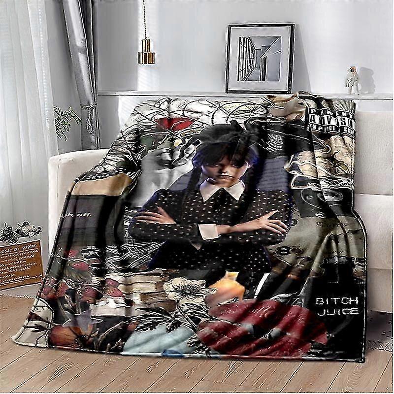 Wednesday Addams Family Halloween Blanket Lightweight Comfortable Soft Breathable Ultra Warm Blanket Bedding Travel