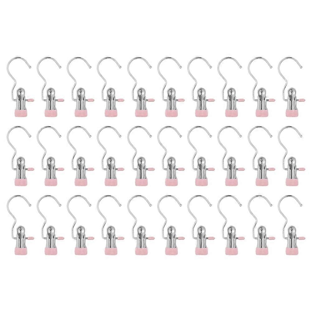 Laundry Hooks Hanging Clip Clothes,Hat Pants Towel Pink 30PC