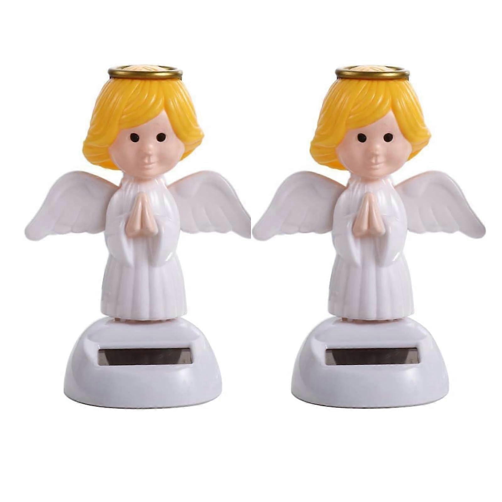 Dual Pack Solar Powered Dancing Angel Figurines for Car Dashboard Decoration with Stable Base