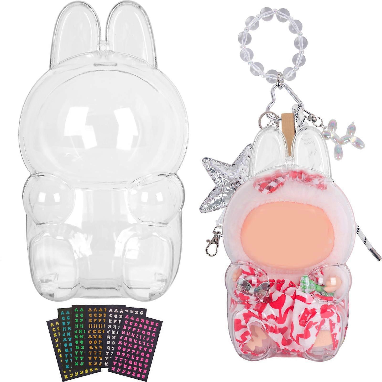 Protective Case Clear Acrylic Dustproof ScratchResistant Display Holder for Labubu Sitting Position