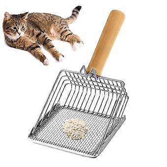 Robuste Katzenstreuschaufel aus Edelstahl mit ergonomischem Griff, verstopfungsfreies Design für Kätzchen.