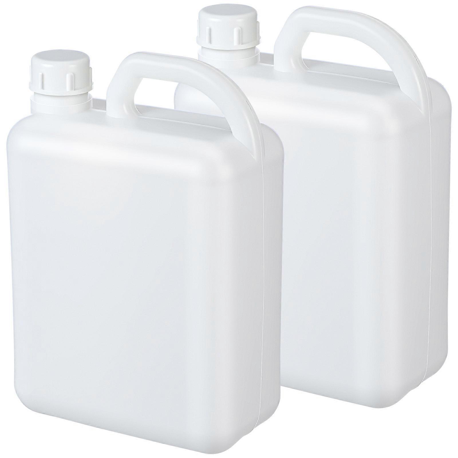 White Plastic Flat Bottle for Storage Use 2Pcs Water Jugs with Lid