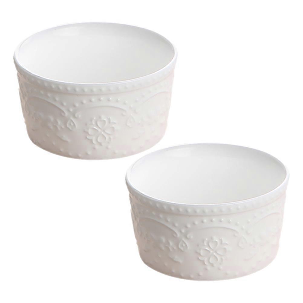 Ceramic Baking Bowl for Dessert and Storage 2Pcs White Kitchen Bowls