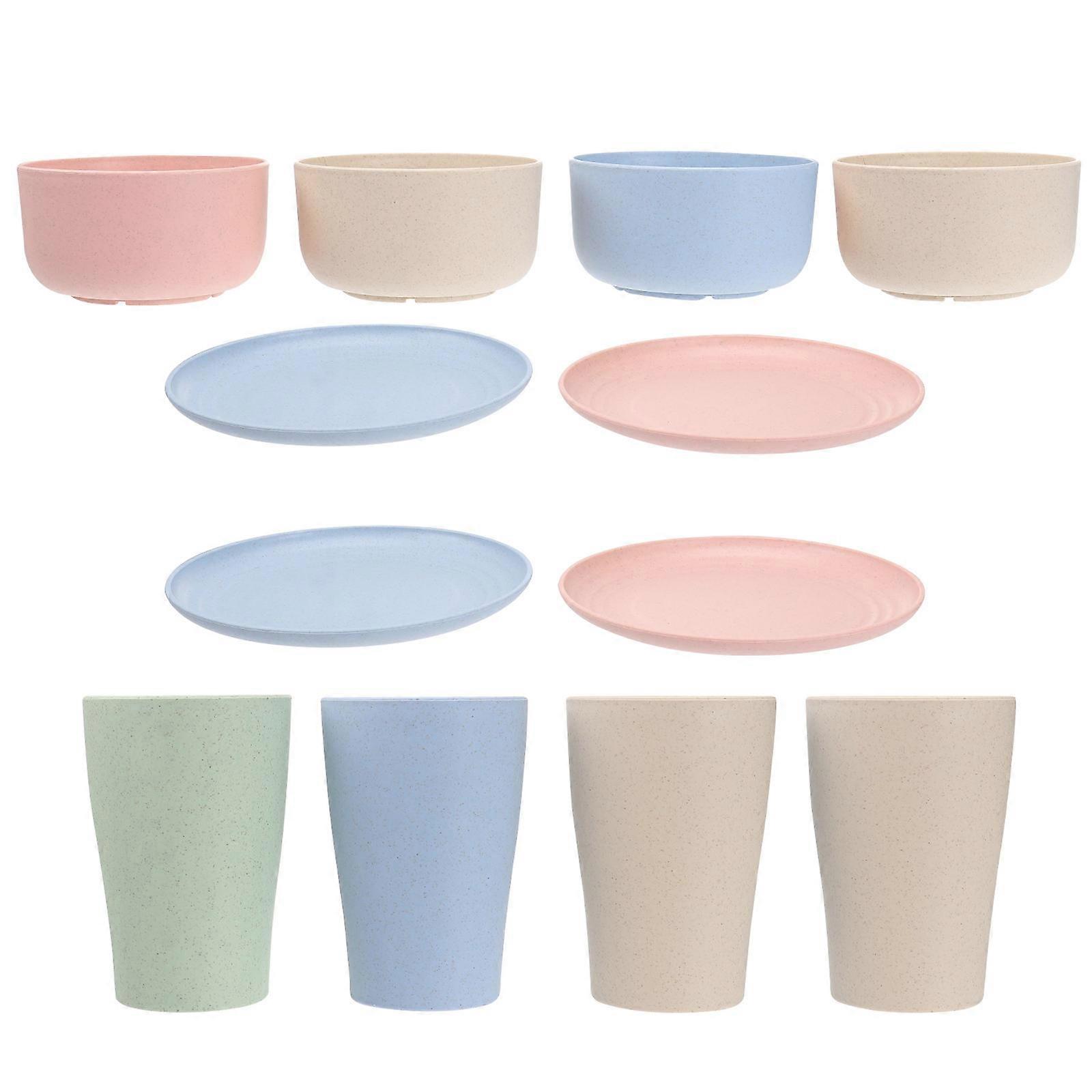 Household Tableware Plate Set for Food Serving with 4Sets in Mixed Colors