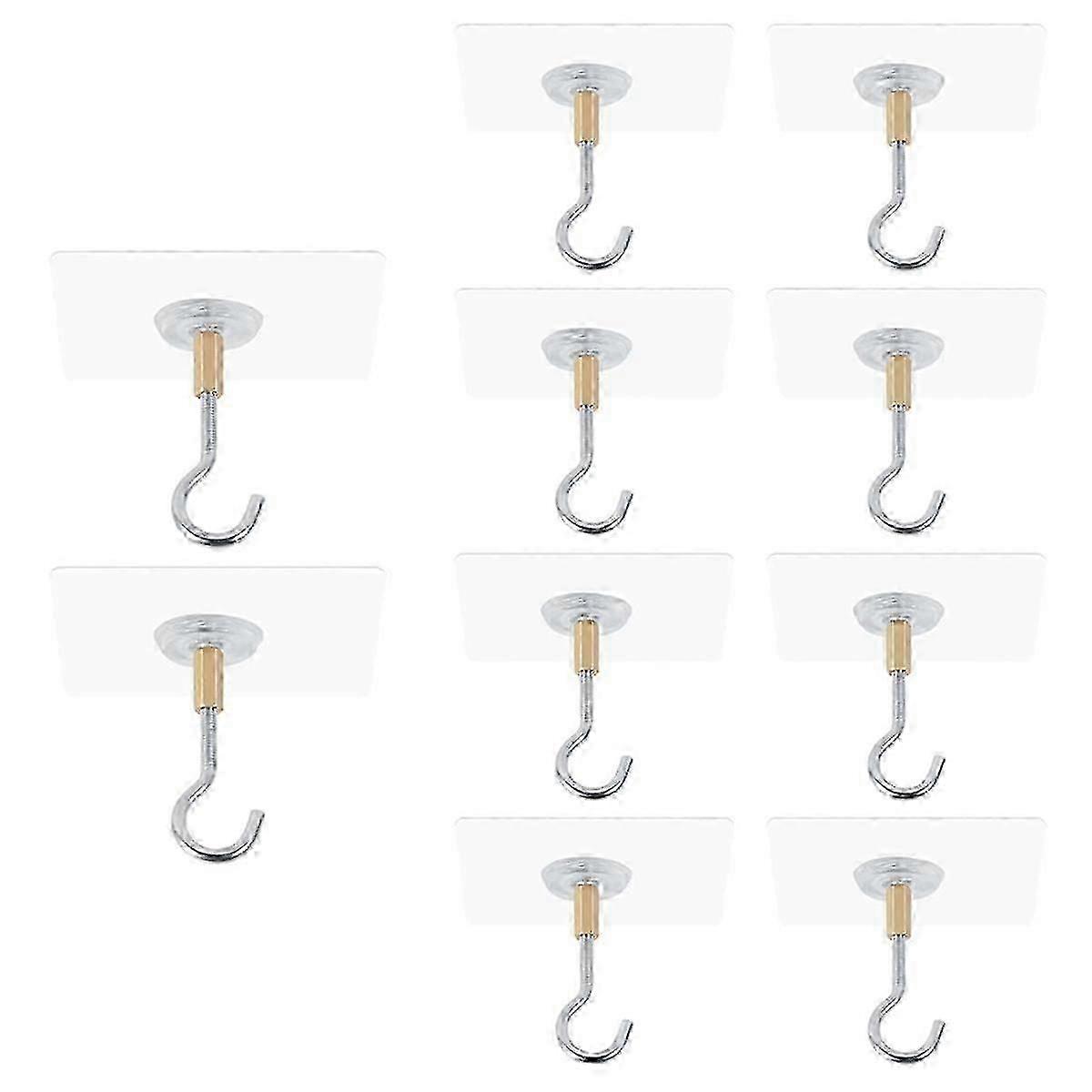 Adhesive Ceiling Hooks,10Pack Ceiling Hanger Hooks,Sticky Ceiling Hooks Hold 5kg,Hooks compatible Hanging Plants,Lanterns