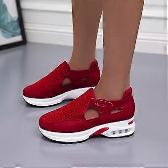 Sneakers voor dames, nieuwe mode en persoonlijkheid, opengewerkte casual sportstijl, rode casual schoenen, Amerikaanse maat 5.5.