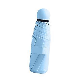 Summer Travel Umbrella Men Women Compact Umbrellas Rain Windproof Mini Umbrellas Blue