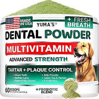 Geavanceerd tandpoeder voor honden, ademverfrisser met multivitaminen, reinigende werking op de tanden van honden, verwijdert slechte adem, tandsteen en tandplak, en is probiotica.