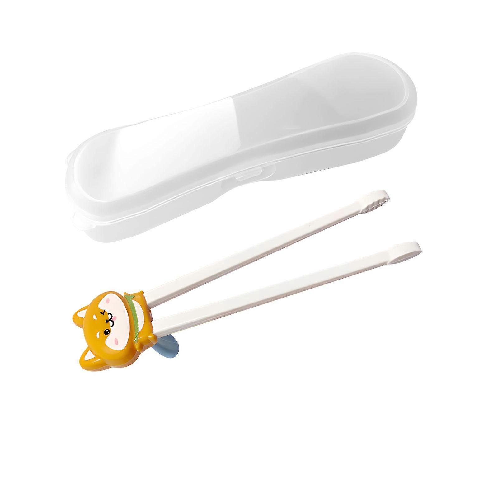 ABS Plastic Training Chopsticks For Toddlers Includes Storage Container Cartoon Animal Kids Tableware Multicolor