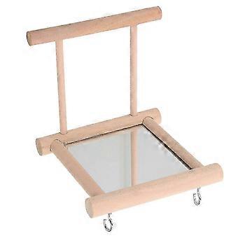Bird Perch Mirror Wooden Parrot Perch Stand for Bird Standing