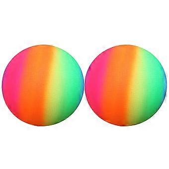 2pcs 22 CM Thickened Rainbow Balls PVC Sports Play Ball Kickball Flapping Ball Children Toy for Indoor Outdoor Playground Activities (Colorful)