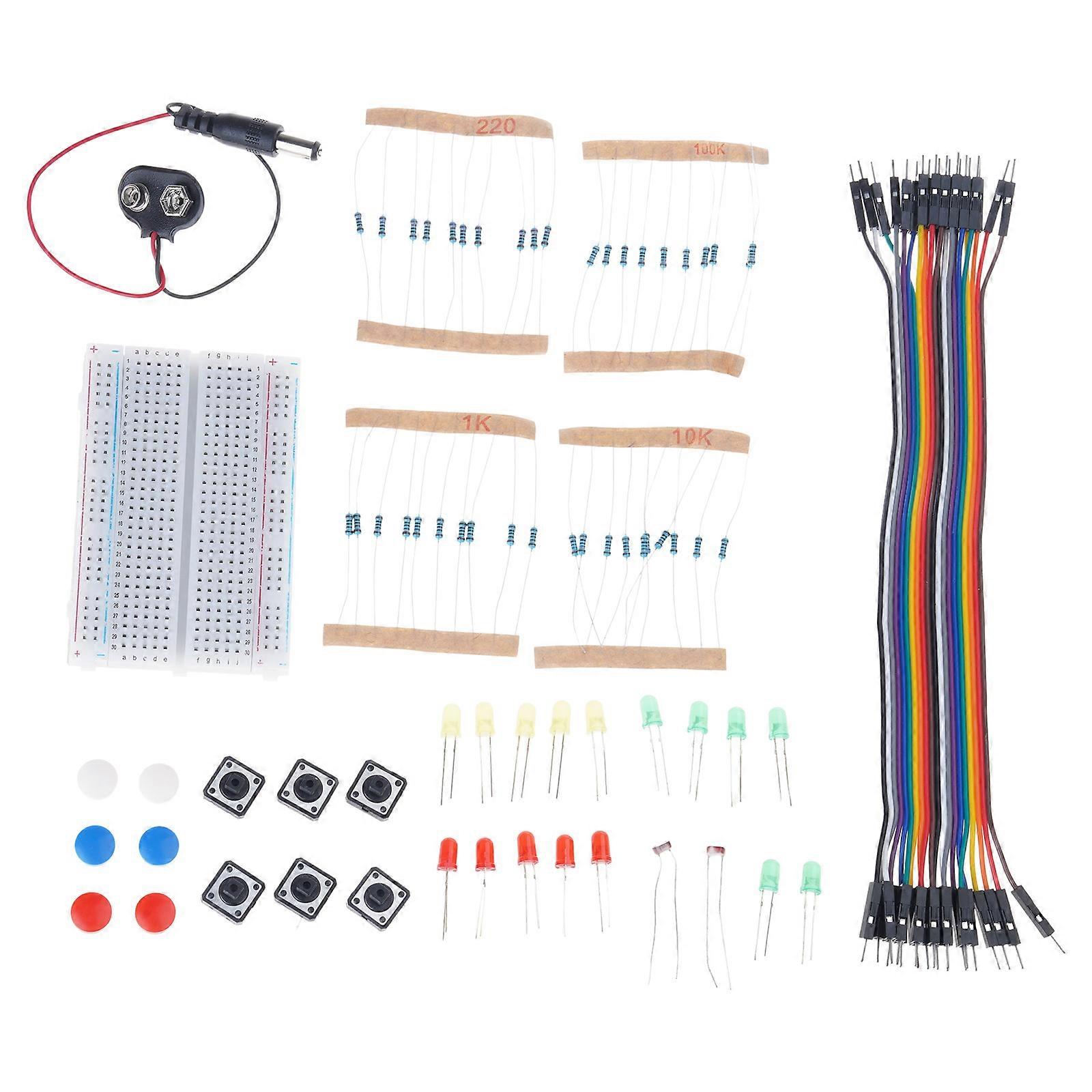 Package With Tiny Protoboard Sweater Cables Button For Electronic Circuit Tests Beginner Friendly Multicolor