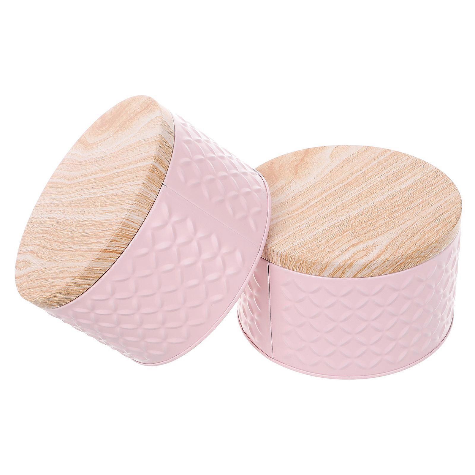 2pcs Iron Candy Box Biscuit Cake Storage Case Multifunctional Storage Box