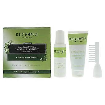 Kit Regrowz: Sérum Restaurador Homeopático para o Couro Cabeludo 75 ml + Creme Hidratante e Protetor Homeopático para o Couro Cabeludo 75 ml + Mini Escova de Cabelo Homeopática Branca