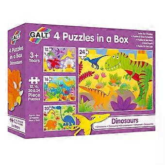 Toys, 4 Puzzles in a Box - Dinosaurs, Dinosaur Jigsaw 12, Multicolor